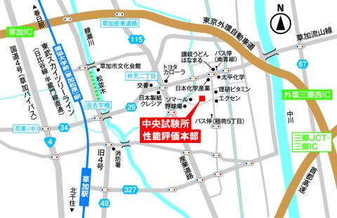 中央試験所、性能評価本部の地図